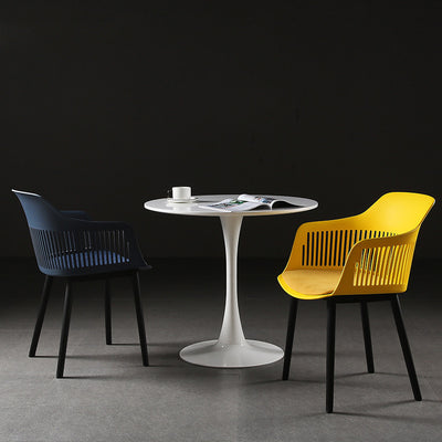 Contemporáneo Cuadrado Nórdico Plástico Marco de Acero al Carbono Silla de Comedor Respaldo Reposabrazos Para Comedor 