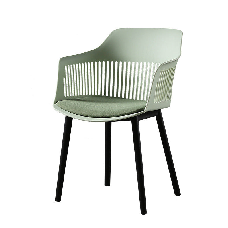 Contemporáneo Cuadrado Nórdico Plástico Marco de Acero al Carbono Silla de Comedor Respaldo Reposabrazos Para Comedor 