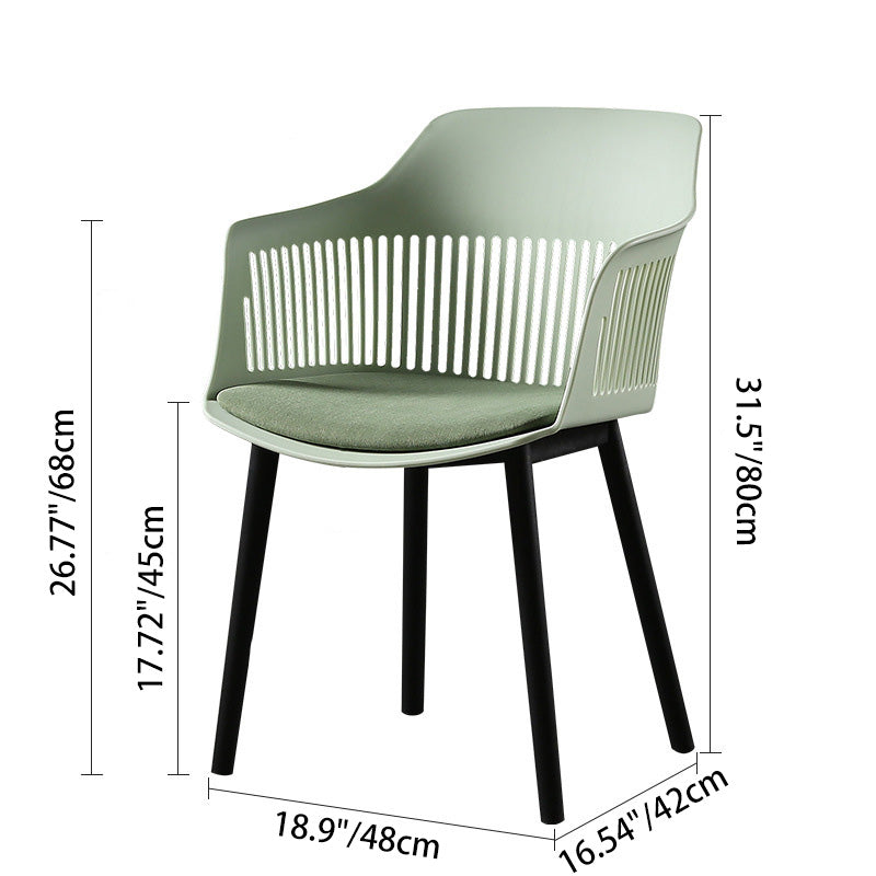 Contemporáneo Cuadrado Nórdico Plástico Marco de Acero al Carbono Silla de Comedor Respaldo Reposabrazos Para Comedor 