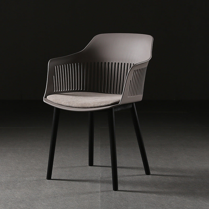 Contemporáneo Cuadrado Nórdico Plástico Marco de Acero al Carbono Silla de Comedor Respaldo Reposabrazos Para Comedor 