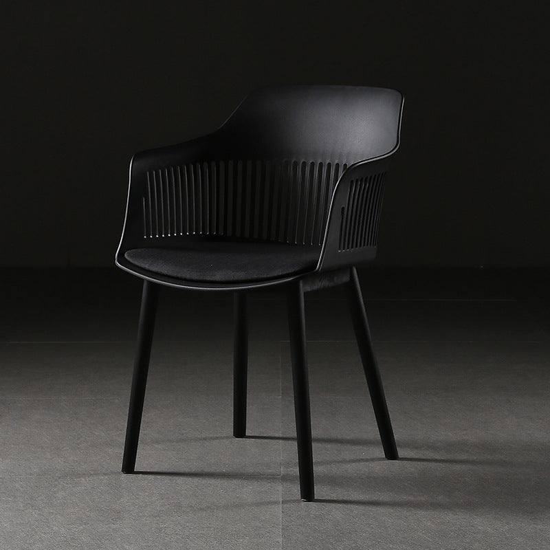 Contemporáneo Cuadrado Nórdico Plástico Marco de Acero al Carbono Silla de Comedor Respaldo Reposabrazos Para Comedor 
