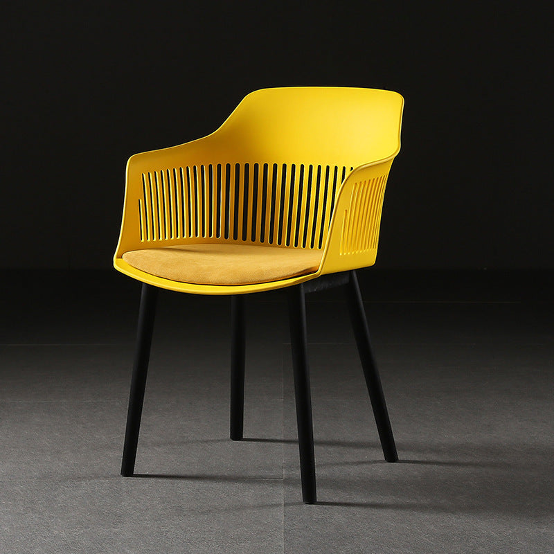 Contemporáneo Cuadrado Nórdico Plástico Marco de Acero al Carbono Silla de Comedor Respaldo Reposabrazos Para Comedor 