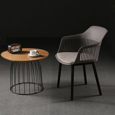 Contemporáneo Cuadrado Nórdico Plástico Marco de Acero al Carbono Silla de Comedor Respaldo Reposabrazos Para Comedor 