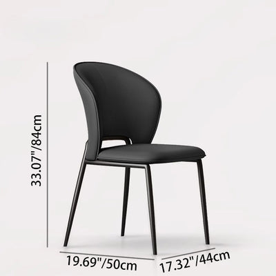 Silla de comedor escandinava contemporánea de cuero de microfibra cuadrada con respaldo de ala de acero al carbono para comedor 