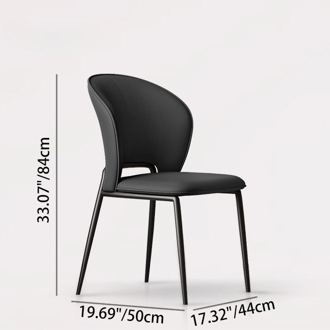 Silla de comedor escandinava contemporánea de cuero de microfibra cuadrada con respaldo de ala de acero al carbono para comedor 