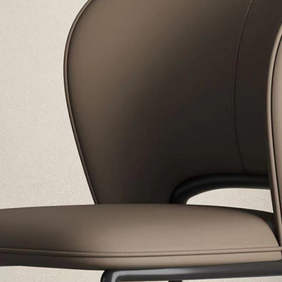 Silla de comedor escandinava contemporánea de cuero de microfibra cuadrada con respaldo de ala de acero al carbono para comedor 