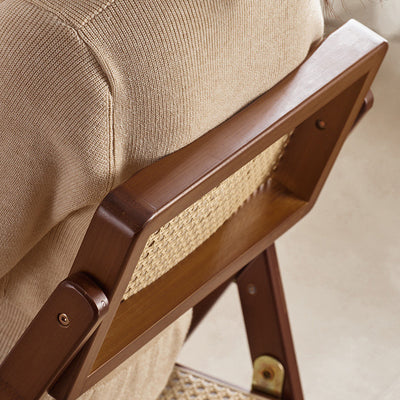 Respaldo de silla de comedor plegable con marco de bambú tejido de ratán de resina cuadrada tradicional japonesa para comedor 