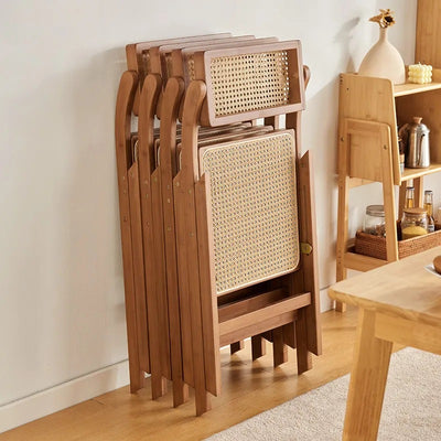 Respaldo de silla de comedor plegable con marco de bambú tejido de ratán de resina cuadrada tradicional japonesa para comedor 