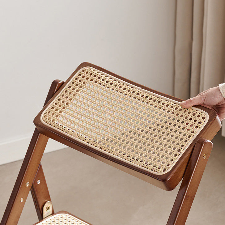 Respaldo de silla de comedor plegable con marco de bambú tejido de ratán de resina cuadrada tradicional japonesa para comedor 