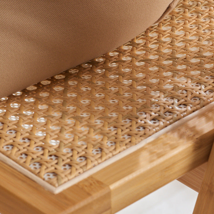 Respaldo de silla de comedor plegable con marco de bambú tejido de ratán de resina cuadrada tradicional japonesa para comedor 