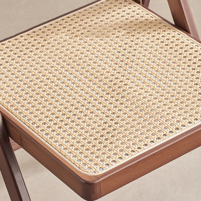 Respaldo de silla de comedor plegable con marco de bambú tejido de ratán de resina cuadrada tradicional japonesa para comedor 