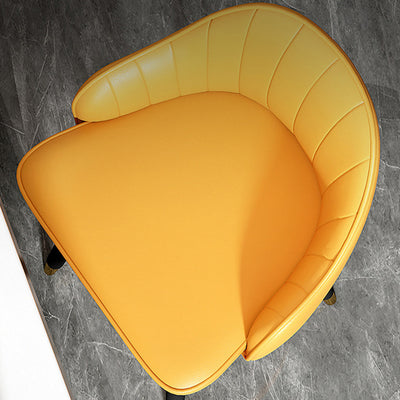Taburete de bar de metal con asiento de cuero Nappa curvado de lujo contemporáneo, respaldo y reposapiés para comedor 