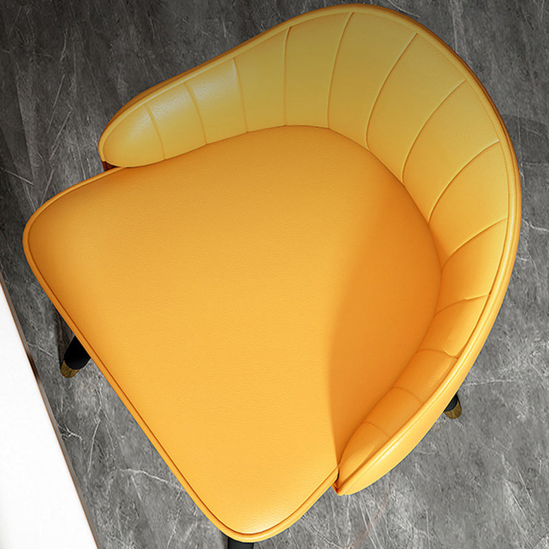 Taburete de bar de metal con asiento de cuero Nappa curvado de lujo contemporáneo, respaldo y reposapiés para comedor 
