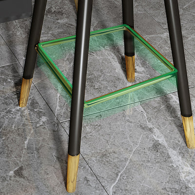 Taburete de bar de metal con asiento de cuero Nappa curvado de lujo contemporáneo, respaldo y reposapiés para comedor 
