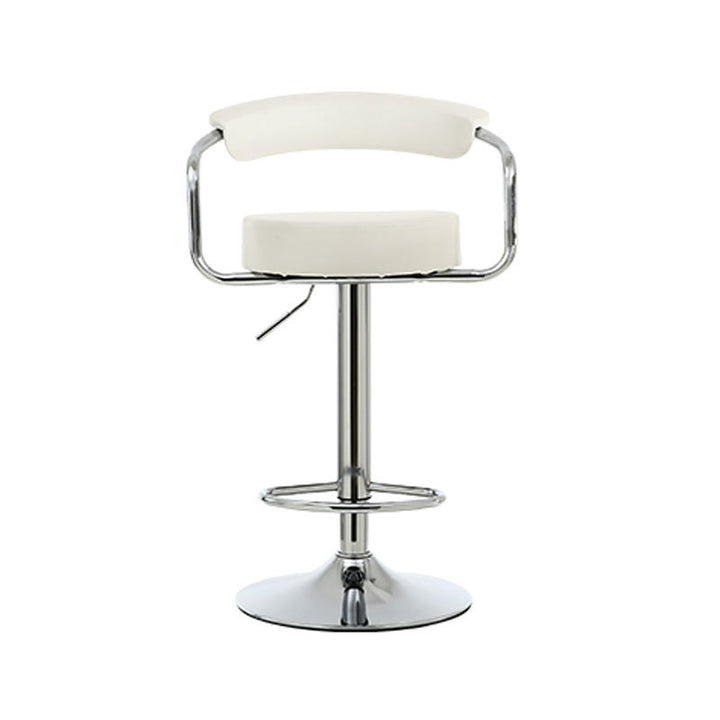 Tabouret de bar pivotant contemporain en cuir PU rond de luxe avec repose-pieds en métal réglable en hauteur pour salle à manger 
