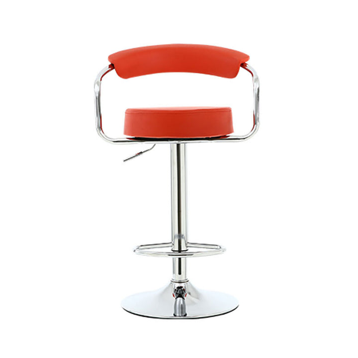 Tabouret de bar pivotant contemporain en cuir PU rond de luxe avec repose-pieds en métal réglable en hauteur pour salle à manger 