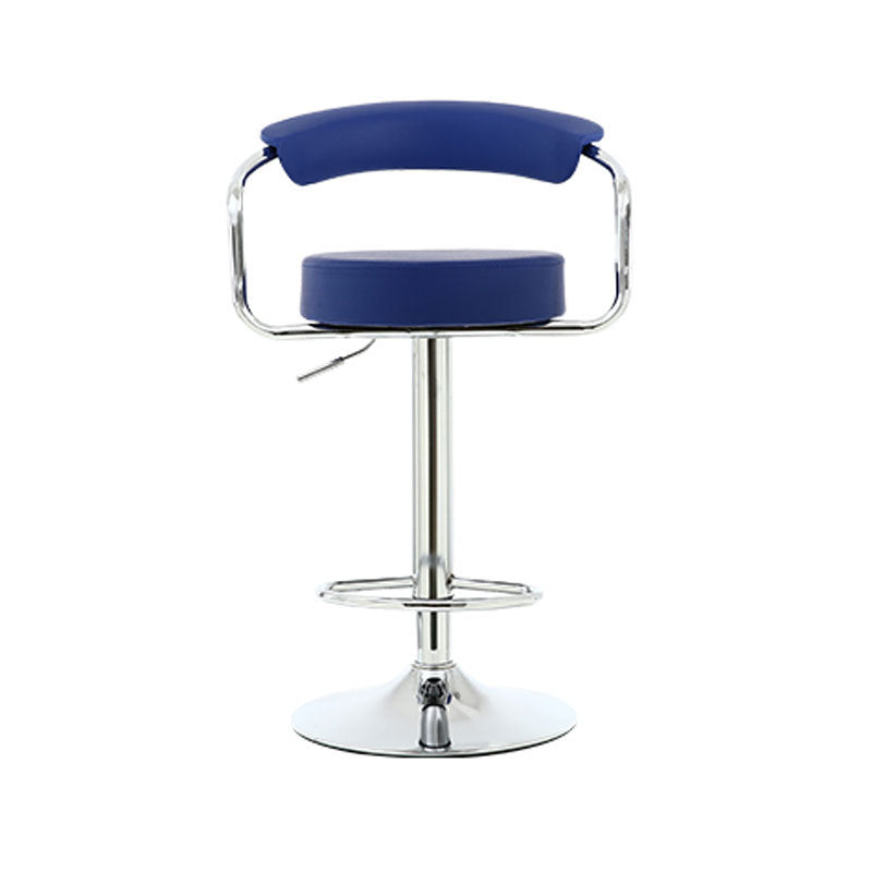 Tabouret de bar pivotant contemporain en cuir PU rond de luxe avec repose-pieds en métal réglable en hauteur pour salle à manger 