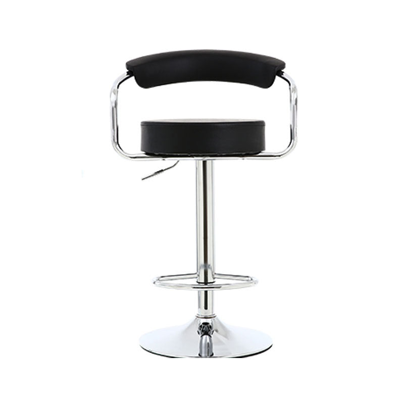 Tabouret de bar pivotant contemporain en cuir PU rond de luxe avec repose-pieds en métal réglable en hauteur pour salle à manger 