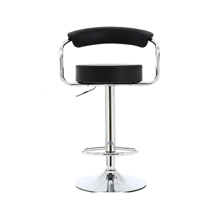 Tabouret de bar pivotant contemporain en cuir PU rond de luxe avec repose-pieds en métal réglable en hauteur pour salle à manger 