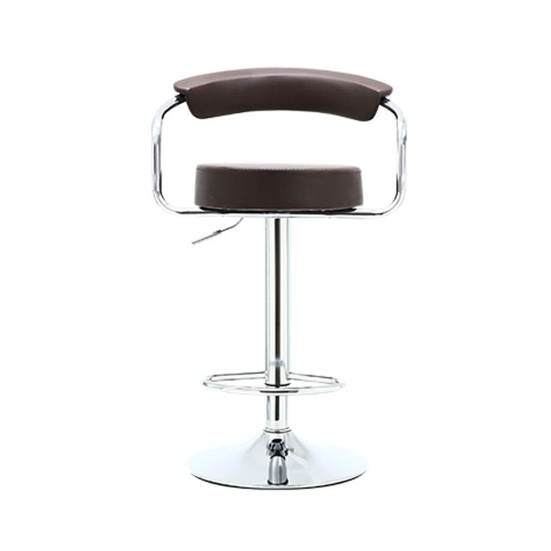 Tabouret de bar pivotant contemporain en cuir PU rond de luxe avec repose-pieds en métal réglable en hauteur pour salle à manger 