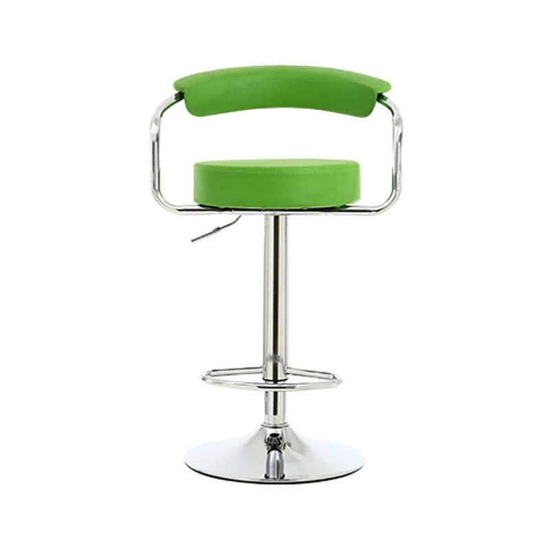 Tabouret de bar pivotant contemporain en cuir PU rond de luxe avec repose-pieds en métal réglable en hauteur pour salle à manger 