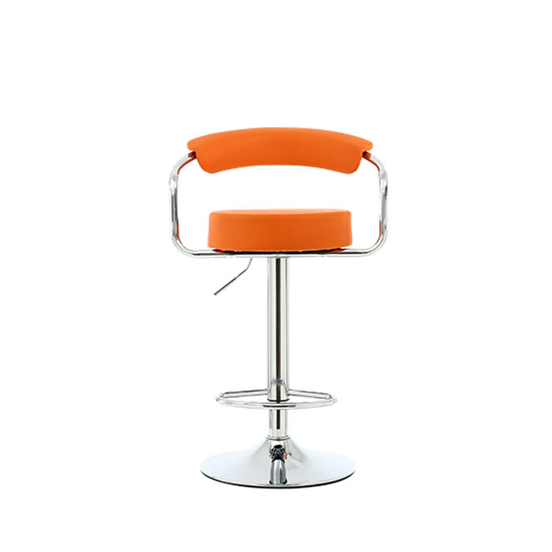 Tabouret de bar pivotant contemporain en cuir PU rond de luxe avec repose-pieds en métal réglable en hauteur pour salle à manger 
