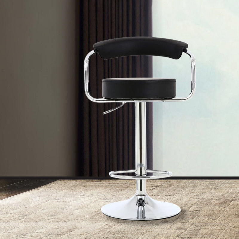 Tabouret de bar pivotant contemporain en cuir PU rond de luxe avec repose-pieds en métal réglable en hauteur pour salle à manger 