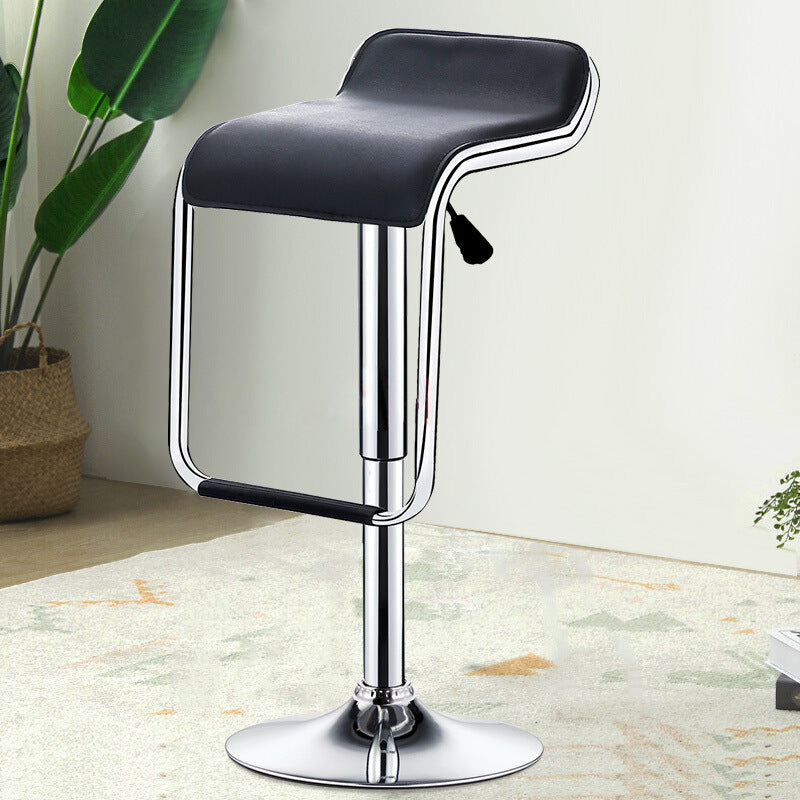 Zeitgenössischer nordischer quadratischer PU-Leder-Metall höhenverstellbarer drehbarer Barhocker mit Fußstütze für das Esszimmer 