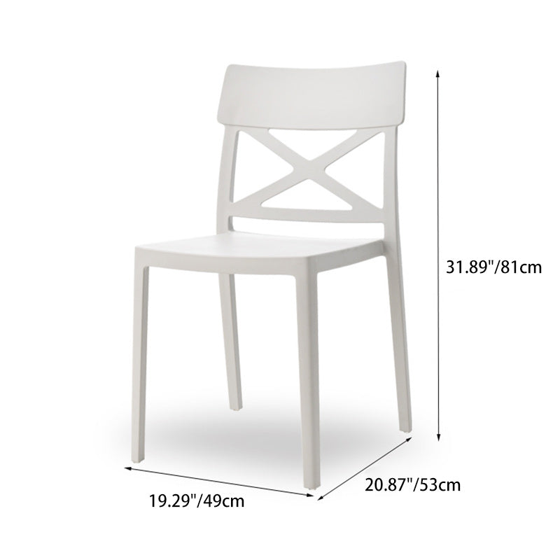 Silla de comedor apilable de plástico cuadrada de simplicidad moderna con respaldo sin brazos para comedor 