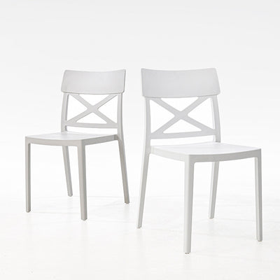 Silla de comedor apilable de plástico cuadrada de simplicidad moderna con respaldo sin brazos para comedor 