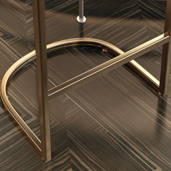 Zeitgenössischer Luxus Arc Ledergepolsterter Metallbarhocker Rückenlehne Fußstütze für Esszimmer 