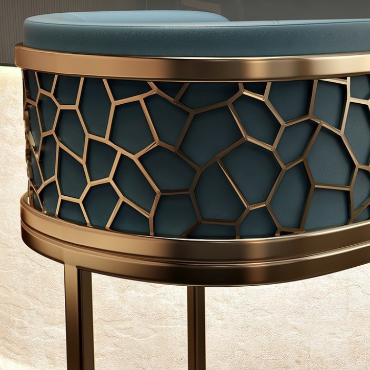 Zeitgenössischer Luxus Arc Ledergepolsterter Metallbarhocker Rückenlehne Fußstütze für Esszimmer 