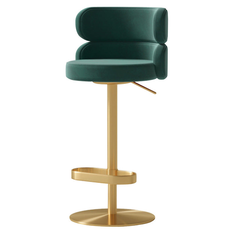 Tabouret de bar pivotant réglable en hauteur en flanelle contemporaine de luxe avec dossier et repose-pieds pour salle à manger 