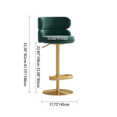 Tabouret de bar pivotant réglable en hauteur en flanelle contemporaine de luxe avec dossier et repose-pieds pour salle à manger 