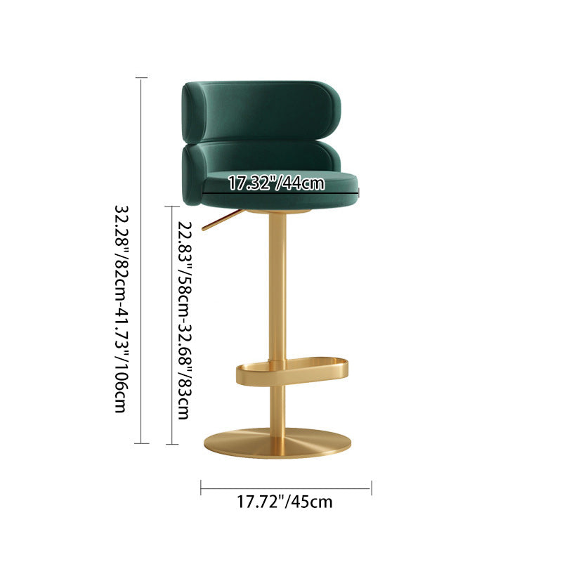 Tabouret de bar pivotant réglable en hauteur en flanelle contemporaine de luxe avec dossier et repose-pieds pour salle à manger 