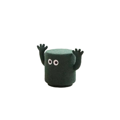 Contemporary Creative Lamb Fleece Cylinder Pouf Footstool For Entryway