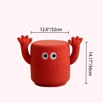 Contemporary Creative Lamb Fleece Cylinder Pouf Footstool For Entryway