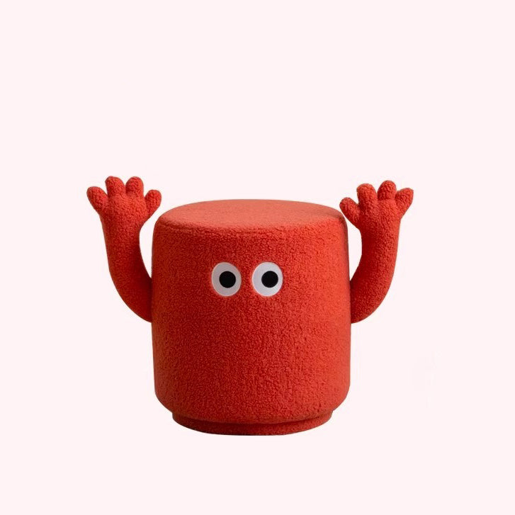 Contemporary Creative Lamb Fleece Cylinder Pouf Footstool For Entryway