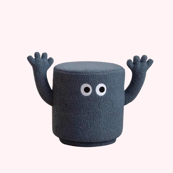 Contemporary Creative Lamb Fleece Cylinder Pouf Footstool For Entryway