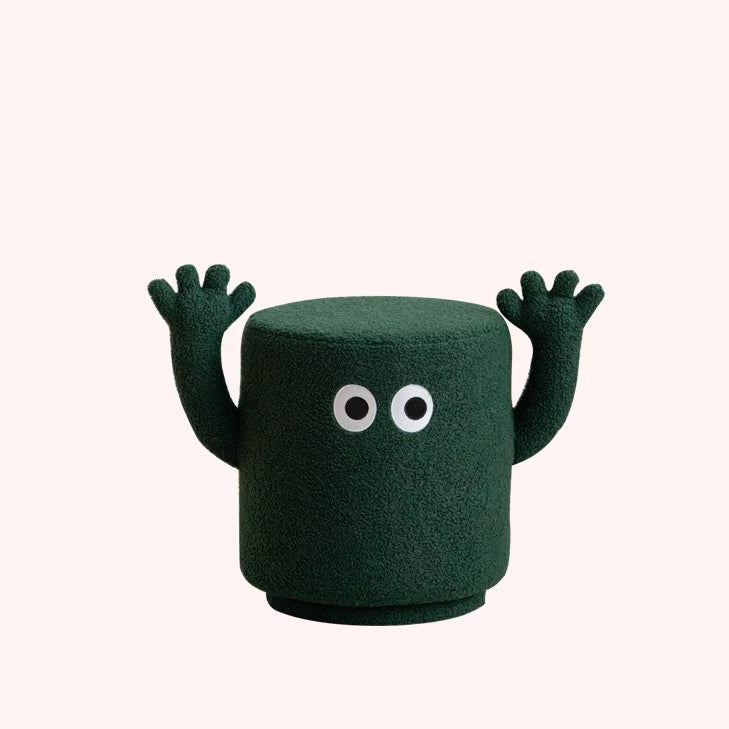 Contemporary Creative Lamb Fleece Cylinder Pouf Footstool For Entryway