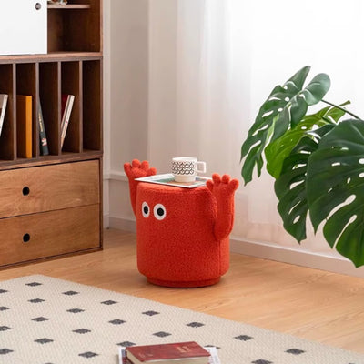Contemporary Creative Lamb Fleece Cylinder Pouf Footstool For Entryway