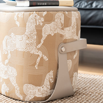 Contemporary Luxury Square Leather Pouf Footstool For Entryway