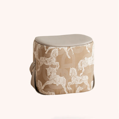 Contemporary Luxury Square Leather Pouf Footstool For Entryway