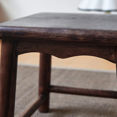 Traditional Japanese Rectangular Solid Wood Portable Low Stool Footstool Footrest For Living Room