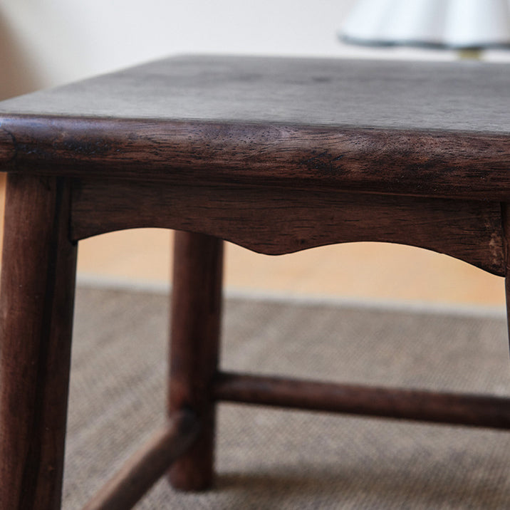 Traditional Japanese Rectangular Solid Wood Portable Low Stool Footstool Footrest For Living Room