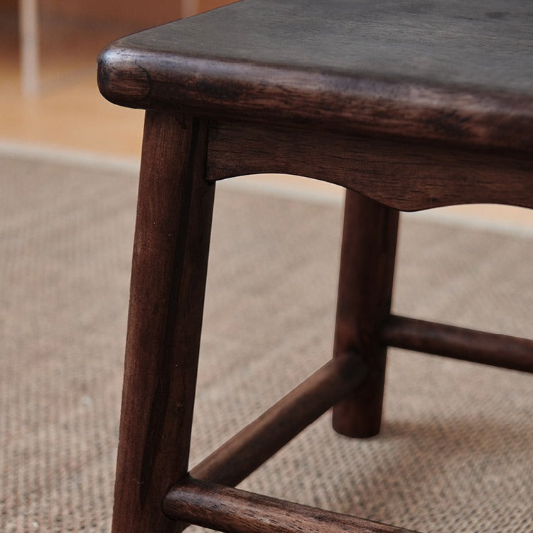 Traditional Japanese Rectangular Solid Wood Portable Low Stool Footstool Footrest For Living Room
