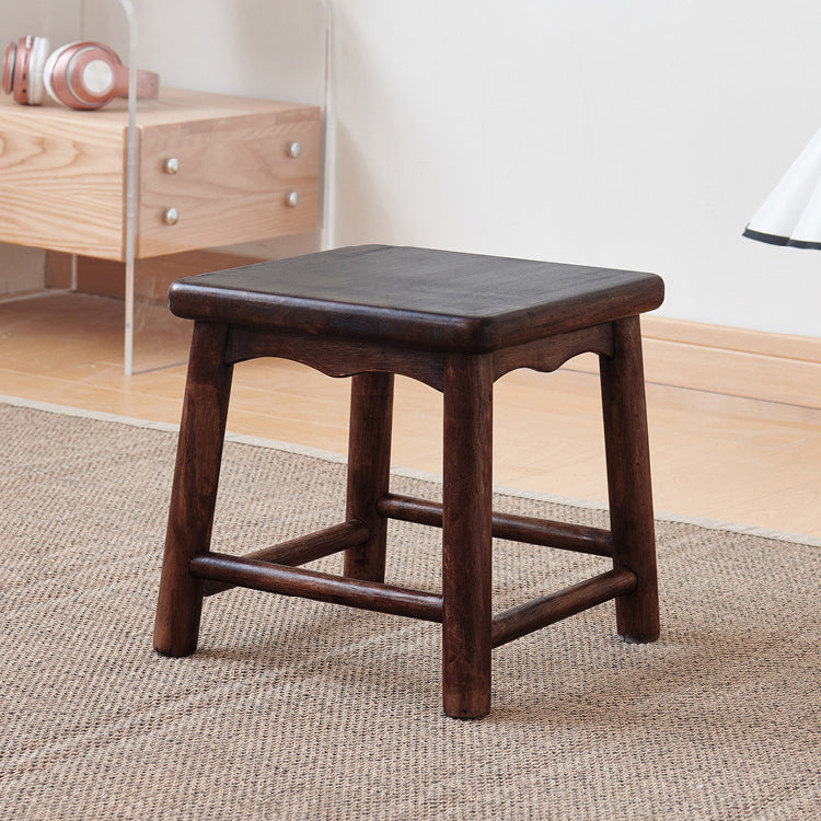 Traditional Japanese Rectangular Solid Wood Portable Low Stool Footstool Footrest For Living Room