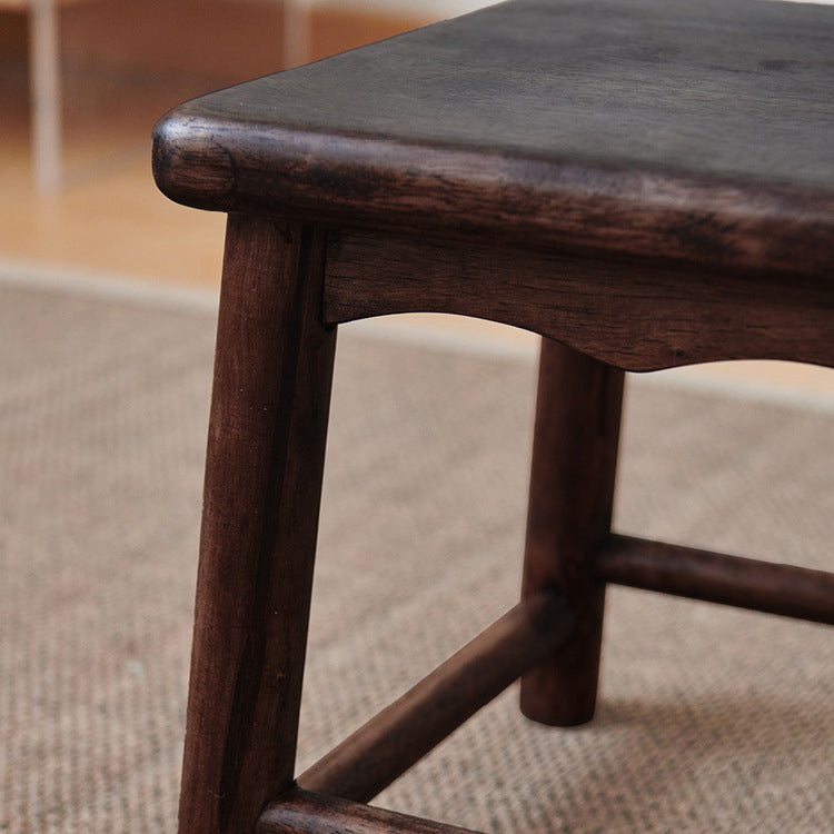 Traditional Japanese Rectangular Solid Wood Portable Low Stool Footstool Footrest For Living Room