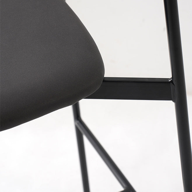 Modern Transitional Round Fabric Cushion Metal Solid Wood Bar Stool Flip-Up Solid Wood Backrest Footrest For Dining Room