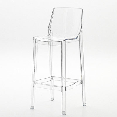 Taburete de bar cuadrado de plástico escandinavo contemporáneo con respaldo bajo y reposapiés para comedor 